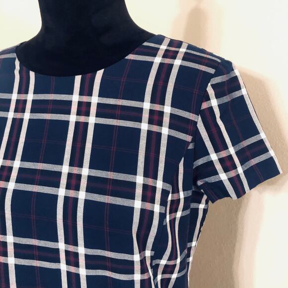 Halogen Blue Plaid Drop Waist Dress sz S - Picture 4 of 4